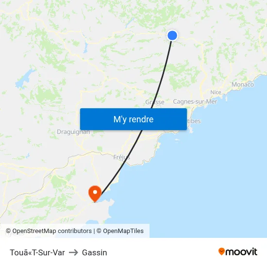Touã«T-Sur-Var to Gassin map