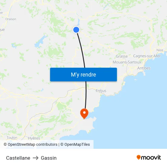 Castellane to Gassin map