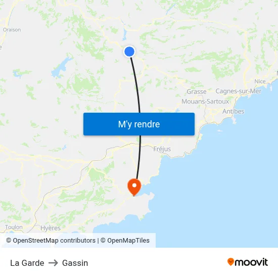 La Garde to Gassin map