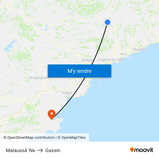 Malaussã¨Ne to Gassin map