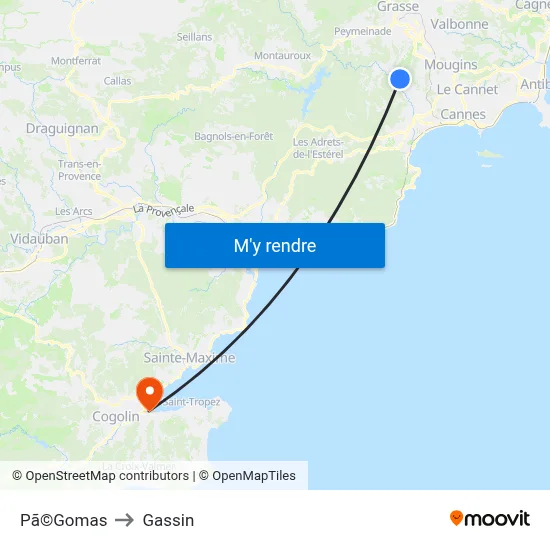 Pã©Gomas to Gassin map