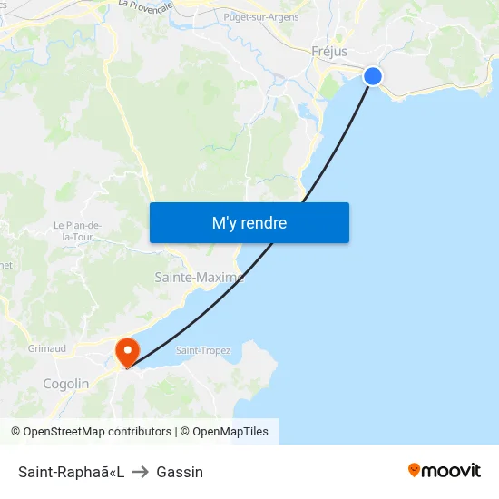 Saint-Raphaã«L to Gassin map