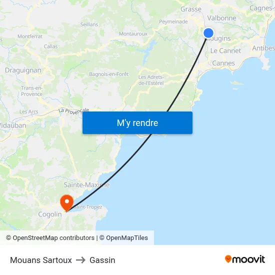 Mouans Sartoux to Gassin map