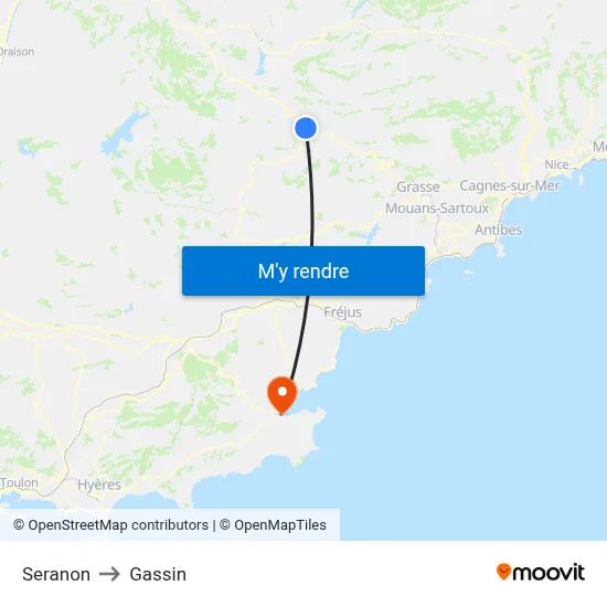 Seranon to Gassin map