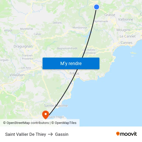 Saint Vallier De Thiey to Gassin map
