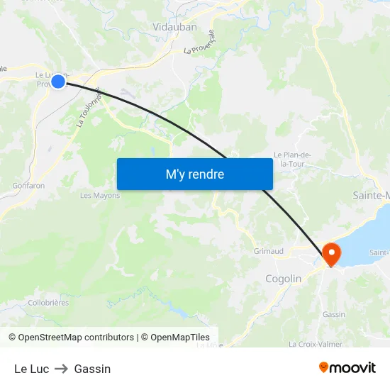 Le Luc to Gassin map