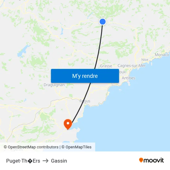 Puget-Th�Ers to Gassin map