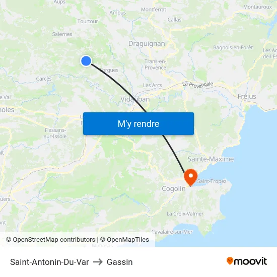 Saint-Antonin-Du-Var to Gassin map