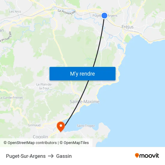Puget-Sur-Argens to Gassin map