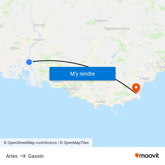 Arles to Gassin map