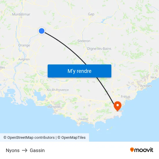 Nyons to Gassin map
