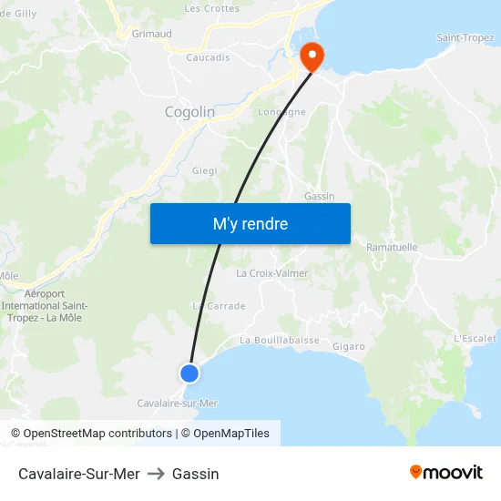 Cavalaire-Sur-Mer to Gassin map