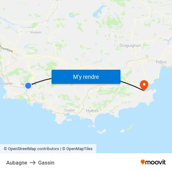 Aubagne to Gassin map