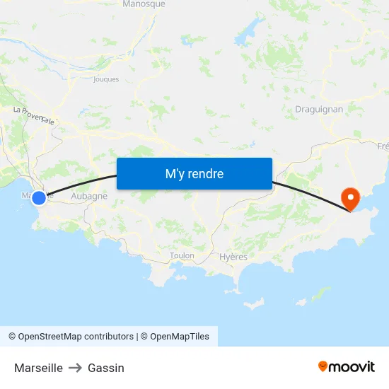 Marseille to Gassin map