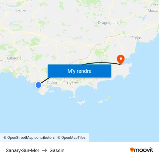 Sanary-Sur-Mer to Gassin map