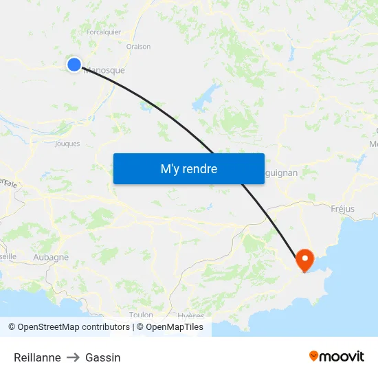Reillanne to Gassin map