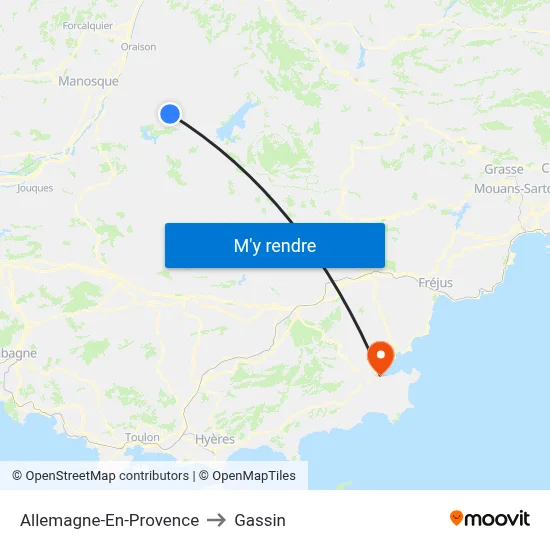 Allemagne-En-Provence to Gassin map