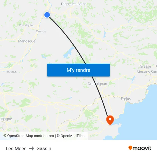 Les Mées to Gassin map