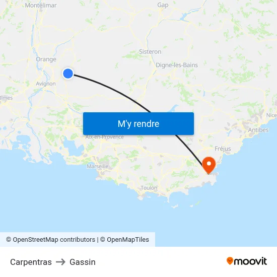 Carpentras to Gassin map