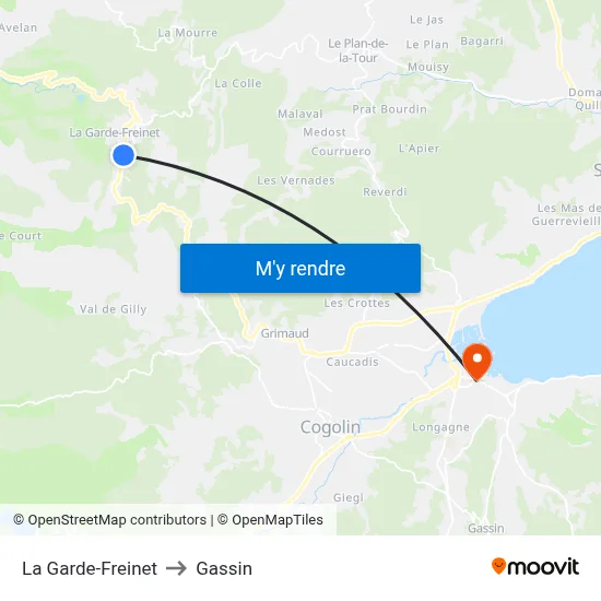 La Garde-Freinet to Gassin map