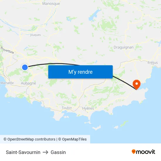Saint-Savournin to Gassin map