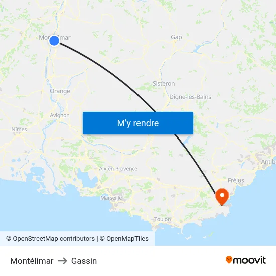 Montélimar to Gassin map