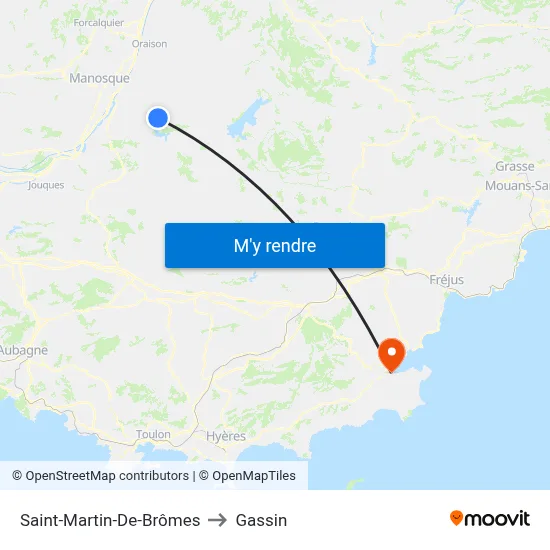 Saint-Martin-De-Brômes to Gassin map