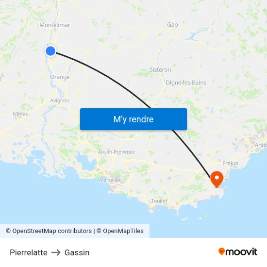 Pierrelatte to Gassin map
