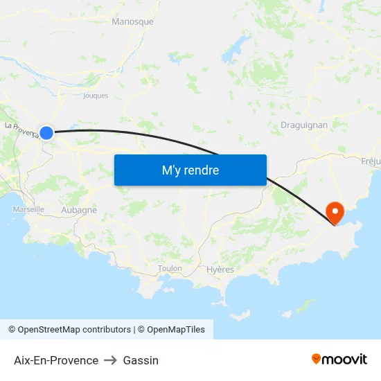 Aix-En-Provence to Gassin map