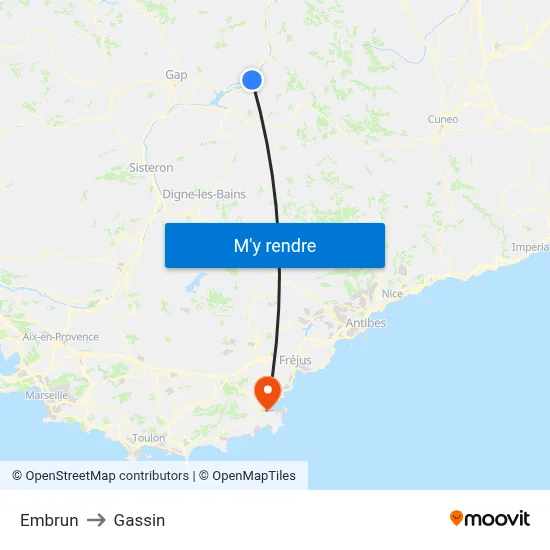 Embrun to Gassin map
