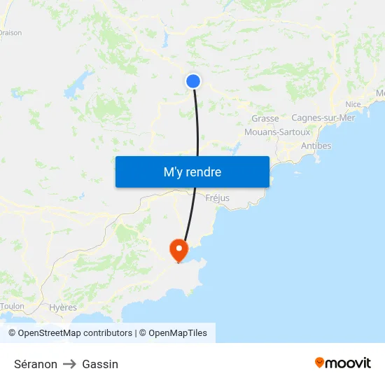 Séranon to Gassin map