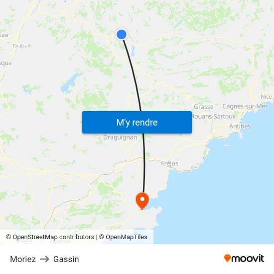 Moriez to Gassin map