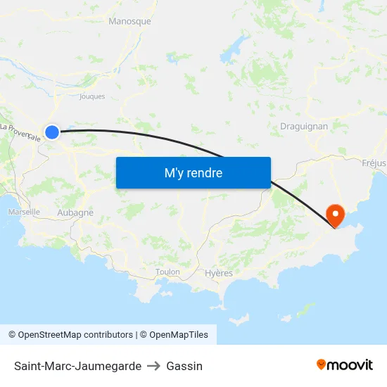 Saint-Marc-Jaumegarde to Gassin map