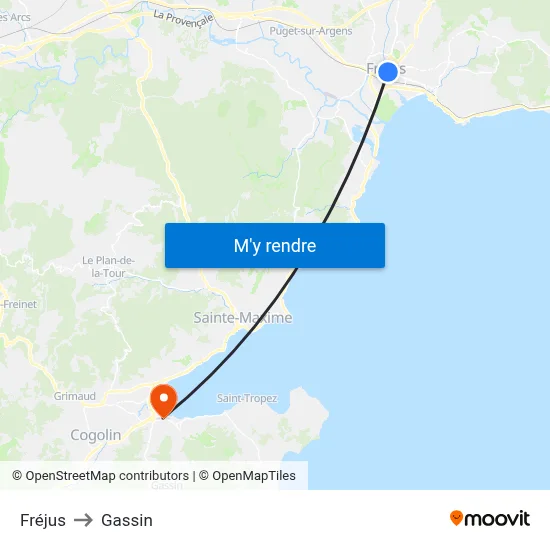 Fréjus to Gassin map