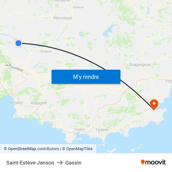 Saint-Estève-Janson to Gassin map