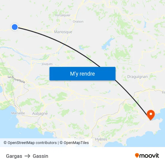 Gargas to Gassin map