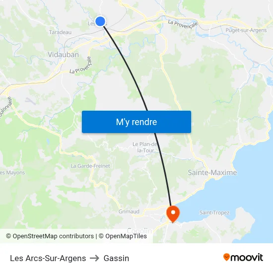 Les Arcs-Sur-Argens to Gassin map