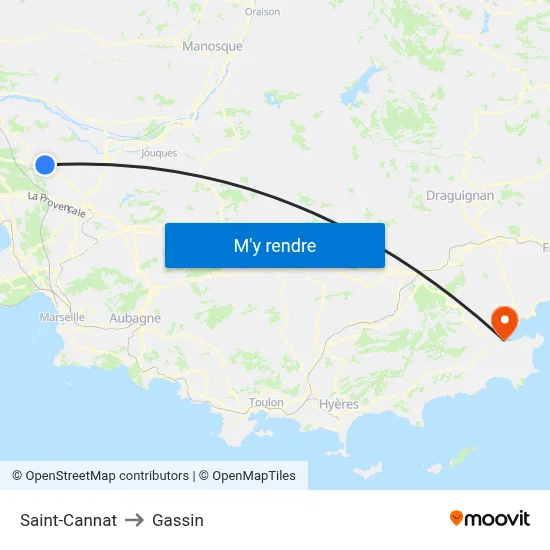 Saint-Cannat to Gassin map
