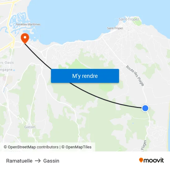 Ramatuelle to Gassin map