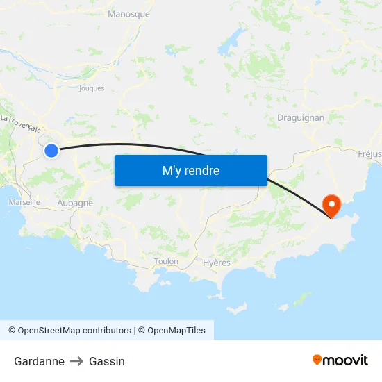 Gardanne to Gassin map