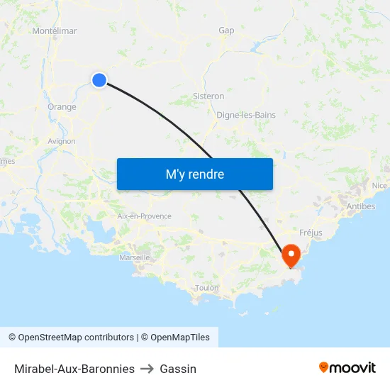 Mirabel-Aux-Baronnies to Gassin map