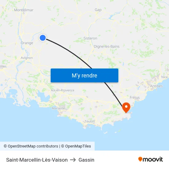 Saint-Marcellin-Lès-Vaison to Gassin map