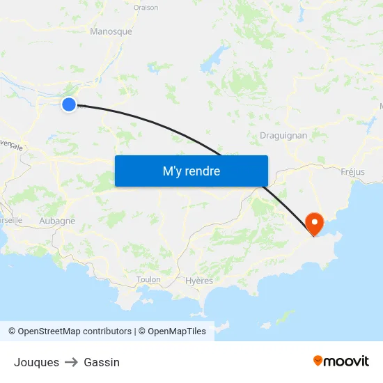 Jouques to Gassin map