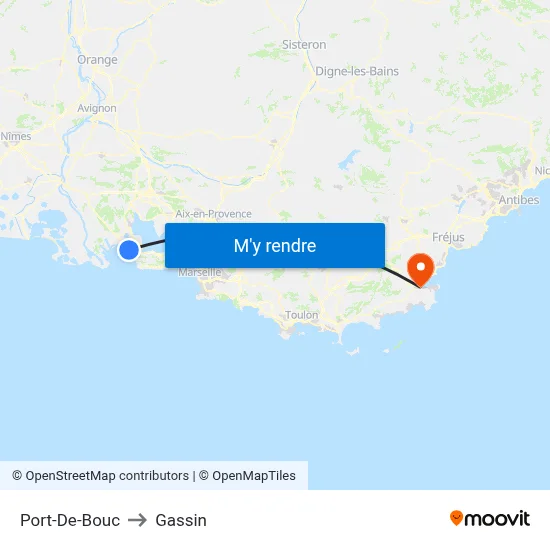 Port-De-Bouc to Gassin map
