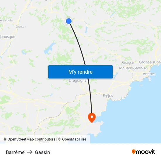 Barrême to Gassin map