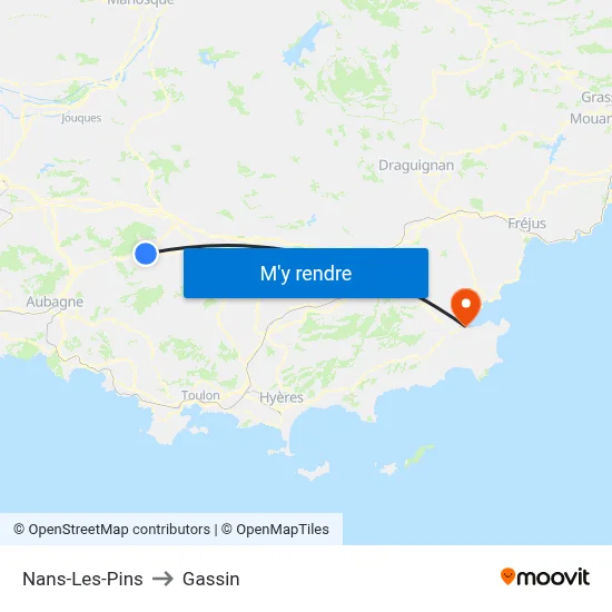 Nans-Les-Pins to Gassin map