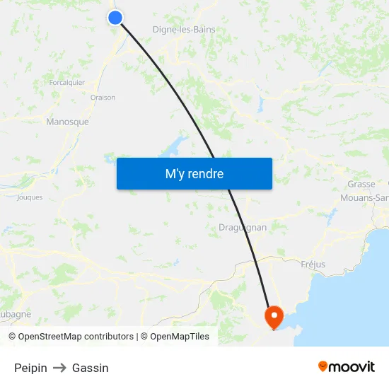 Peipin to Gassin map