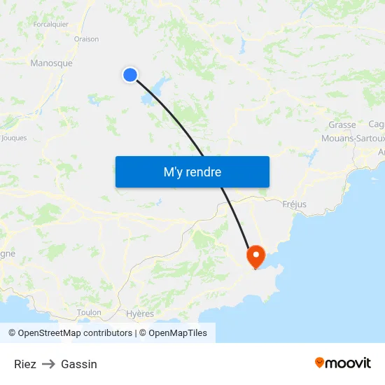 Riez to Gassin map