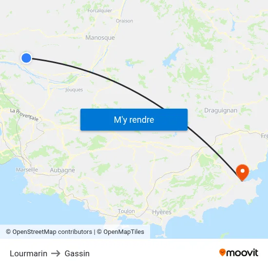 Lourmarin to Gassin map
