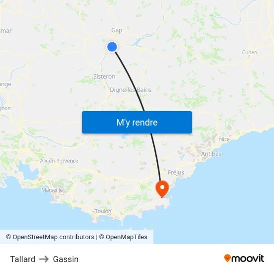 Tallard to Gassin map